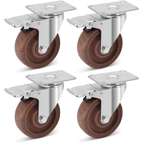Nefish 3 Inch Casters Wheels, Heavy Duty Casters Set of 4, Durable Castor Wheels with Brake 1800 LBS, High Temperature Casters Glass Filled Nylon Wheels for Workbench, Industrial (-40°F to + 475°F) in Saudi Arabia