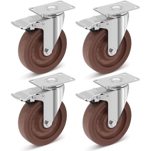 Nefish 3 Inch Casters Wheels, Heavy Duty Casters Set of 4, Durable Castor Wheels with Brake 1800 LBS, High Temperature Casters Glass Filled Nylon Wheels for Workbench, Industrial (-40°F to + 475°F) in Saudi Arabia