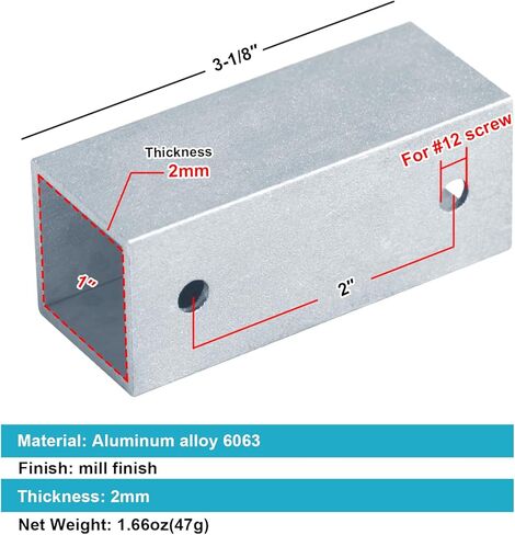 10 عبوات من موصلات أنبوب مربعة الشكل من الألومنيوم مقاس 1 بوصة، وصلة توصيل بخط مستقيم ذات وصلة ثنائية الاتجاه، خفيفة التحمل in Kuwait