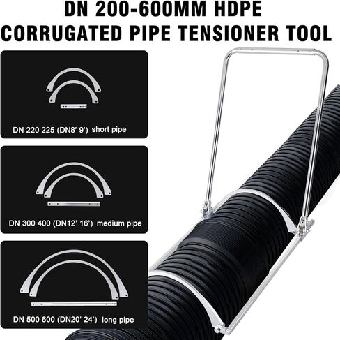 JIAWANSHUN 200-600 مم HDPE شداد الأنابيب المموجة، أداة تركيب خط أنابيب الإرساء اليدوي، أداة شد التركيب، مشبك أنابيب عالمي عالي التحمل in Kuwait
