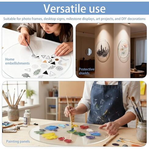 6 Pcs 1/8" Round Acrylic Sheet 16 Inch Diameter Clear Circle Round Cake Disc for DIY Crafts LED Projects Table Top in Kuwait