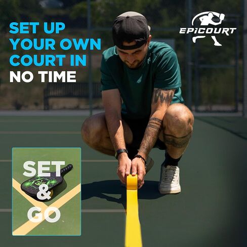 شريط Pickleball Court مقاس 2 بوصة × 262 قدمًا - مجموعة علامات المحكمة المؤقتة للملاعب الخارجية والداخلية، شريط أرضي لكرة البيسبول والتنس وكرة الريشة وصالة الألعاب الرياضية، غير عاكس in Saudi Arabia