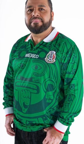 MadStrange Mexico Calendario Azteca 1998 Retro Long Sleeve Jersey in Saudi Arabia
