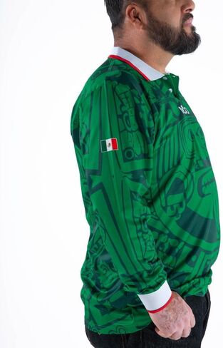 MadStrange Mexico Calendario Azteca 1998 Retro Long Sleeve Jersey in Saudi Arabia