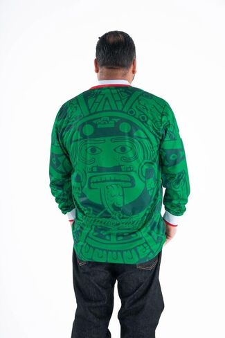 MadStrange Mexico Calendario Azteca 1998 Retro Long Sleeve Jersey in Saudi Arabia
