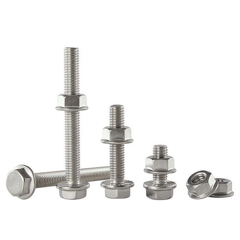 M8-1.25x65mm Flange Bolt and Nut Kit 6set, 304 Stainless Steel A2-70, Serrated Flange Self-Locking, Vibration Resistance, Full Thread, for Automotive, Machinery, HVAC, DIY in Saudi Arabia