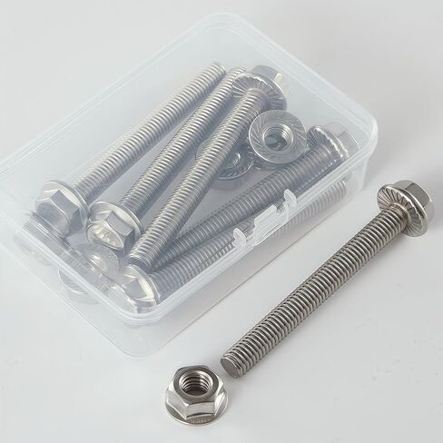 M8-1.25x65mm Flange Bolt and Nut Kit 6set, 304 Stainless Steel A2-70, Serrated Flange Self-Locking, Vibration Resistance, Full Thread, for Automotive, Machinery, HVAC, DIY in Saudi Arabia