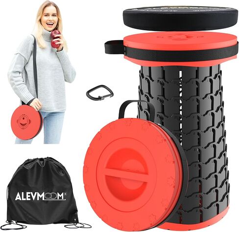 ALEVMOOM Upgraded 18.1" XL Collapsible Stool with Cushion, Portable Folding Stools for Adults Capacity 800lbs, Lightweight Telescoping Stool for Camping Travel Fishing Hiking in Kuwait