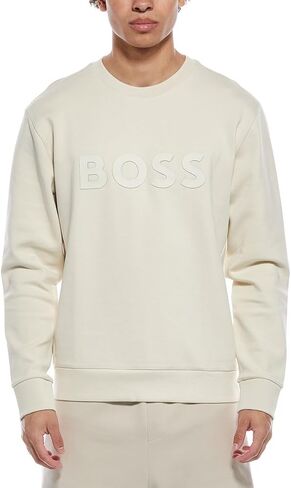 Hugo Boss Mens Salbo Crewneck Sweatshirt, M, White in Saudi Arabia