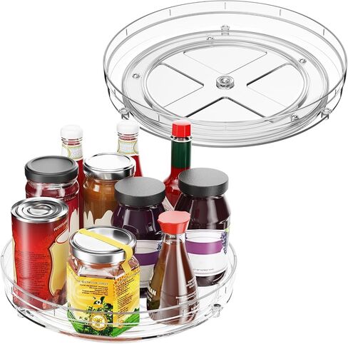 Optish 2 Pack Lazy Susan Organizer, 9.5" Lazy Susan Turntable Spice Rack for Cabinet, Refrigerator Organizer and Storage for Pantry, Closet, Countertop, Non-Skid Fridge Organizers in Kuwait