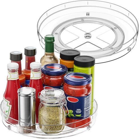 Optish 2 Pack Lazy Susan Organizer, 9.5" Lazy Susan Turntable Spice Rack for Cabinet, Refrigerator Organizer and Storage for Pantry, Closet, Countertop, Non-Skid Fridge Organizers in Saudi Arabia