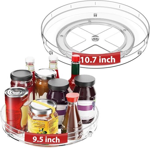 Optish 2 Pack Lazy Susan Organizer, 9.5" Lazy Susan Turntable Spice Rack for Cabinet, Refrigerator Organizer and Storage for Pantry, Closet, Countertop, Non-Skid Fridge Organizers in Saudi Arabia