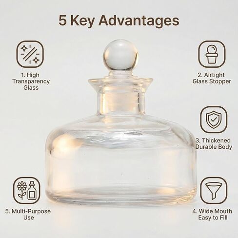 200ml/6.6oz Refillable Glass Aromatherapy Diffuser Bottle, Clear in Saudi Arabia