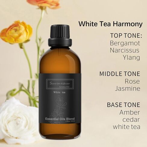 زيت عطري لآلة هواء الرائحة للمنزل، روائح منزلية فاخرة، 100 مل من زيوت عطرية طبيعية من الشاي الأبيض المتناغم للهواء البارد، موزع روائح العلاج العطري HVAC، فندق لموزع الروائح in Kuwait