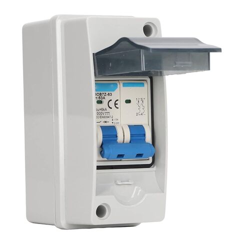 Asixxsix DC Miniature Circuit Breaker, 2 Pole 1000V 63Amp Isolator PV Solar Disconnect Switch with IP65 Cover Overvoltage Circuit Isolator for Solar Panels Grid System in Saudi Arabia