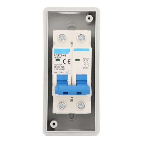 Asixxsix DC Miniature Circuit Breaker, 2 Pole 1000V 63Amp Isolator PV Solar Disconnect Switch with IP65 Cover Overvoltage Circuit Isolator for Solar Panels Grid System in Saudi Arabia
