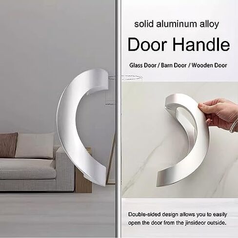 Aluminum Push Pull Door Handle, Heavy Duty Barn Door Pull Handle with Mounting Parts, Commercial Glass Pulls for Home Office Store Door Entry (Color : Silver, Size : 25cm(9 7/8")*21.5cm) in Saudi Arabia