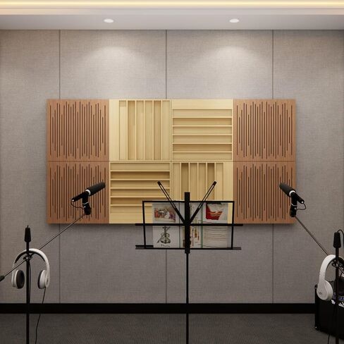 Wood Sound Acoustic Absorber Diffuser Panel 23.6×23.6×3.2 inches Combine Diffusion and Absorption for Music Studio Wall and Ceiling (1D) in Saudi Arabia