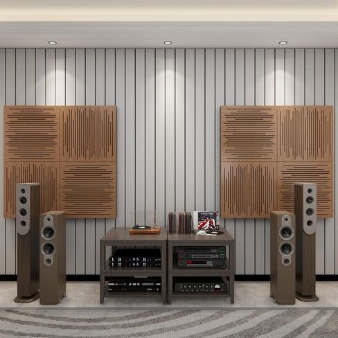 Wood Sound Acoustic Absorber Diffuser Panel 23.6×23.6×3.2 inches Combine Diffusion and Absorption for Music Studio Wall and Ceiling (1D) in Saudi Arabia