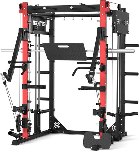 آلة سميث مع Arms Arms & Leg Press مع نسبة بكرة مزدوجة قابلة للتعديل (1: 1 و 2: 1) ، PMAX-4750 All-In-One معدات الصالة الرياضية التجارية والمنزل ، إطار الصلب الشاقة بواسطة Ritkeep in Kuwait