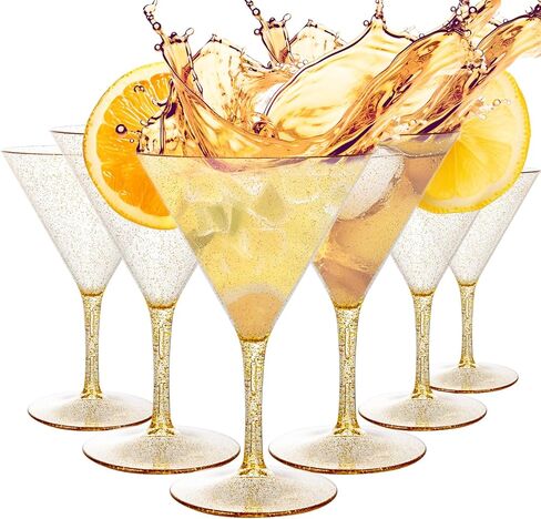 Liacere 24 Pack Clear Plastic Martini Glasses - 6.25oz Disposable Cocktail Glasses - Plastic Margarita Glasses Perfect for Wedding & Party in Kuwait