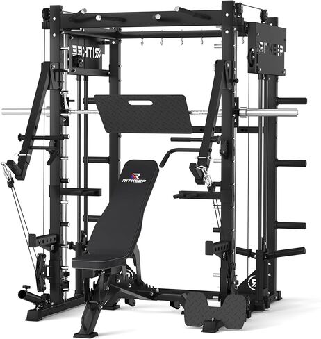 Smith Machine with Jammer Arms & Leg Press with Adjustable Dual Pulley Ratio (1:1 & 2:1), PMAX-4750 All-in-One Commercial & Home Gym Equipment, Heavy-Duty Steel Frame by RitKeep in Kuwait
