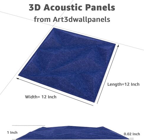 لوحات صوتية من Art3dwallpanels مكونة من 20 قطعة من لوحات الحائط العازلة للصوت وألواح تخفيف الصوت، لوحات جدارية ثلاثية الأبعاد ممتصة للصوت، مقاس 30.48 سم × 30.48 سم، أزرق in Kuwait