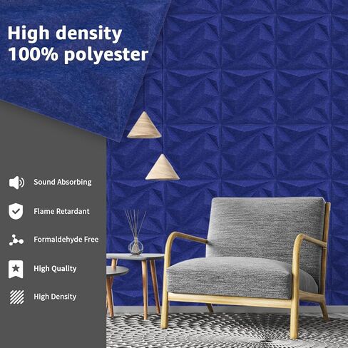 لوحات صوتية من Art3dwallpanels مكونة من 20 قطعة من لوحات الحائط العازلة للصوت وألواح تخفيف الصوت، لوحات جدارية ثلاثية الأبعاد ممتصة للصوت، مقاس 30.48 سم × 30.48 سم، أزرق in Kuwait