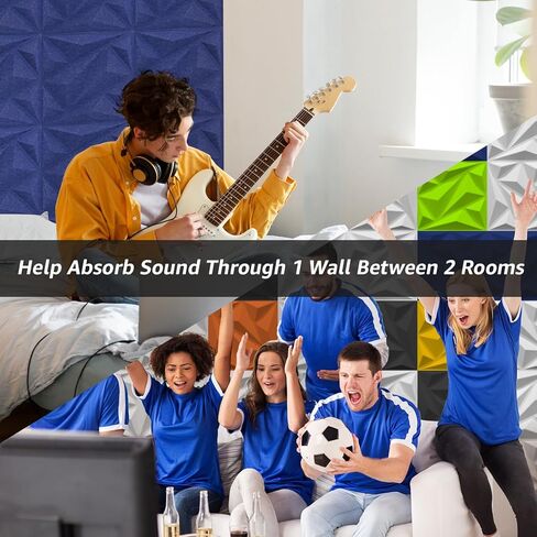 لوحات صوتية من Art3dwallpanels مكونة من 20 قطعة من لوحات الحائط العازلة للصوت وألواح تخفيف الصوت، لوحات جدارية ثلاثية الأبعاد ممتصة للصوت، مقاس 30.48 سم × 30.48 سم، أزرق in Kuwait