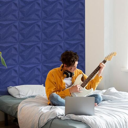 لوحات صوتية من Art3dwallpanels مكونة من 20 قطعة من لوحات الحائط العازلة للصوت وألواح تخفيف الصوت، لوحات جدارية ثلاثية الأبعاد ممتصة للصوت، مقاس 30.48 سم × 30.48 سم، أزرق in Kuwait