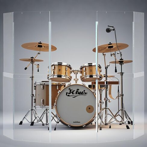 درع الطبل المحمول | 5 لوحات 2 قدم × 5 قدم | مفصلات من الفولاذ المقاوم للصدأ كاملة الطول مثبتة في المصنع | حاجز صوت الطبل الأكريليك | قفص للاستخدام في الكنيسة والمنزل (5 لوحات) in Kuwait