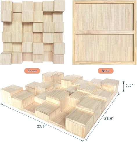 ناشر صوت صوتي خشبي - 23.6 × 23.6 × 3.2 بوصة لوحة حائط وسقف صوتية لمسرح استوديو الموسيقى in Saudi Arabia