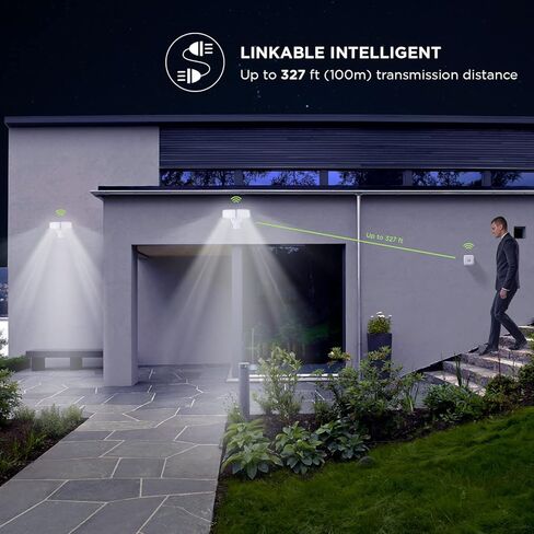 Home Zone Security SMD LED ضوء فيضانات خارجي، 5000 لومن، 5000 كلفن أبيض ساطع، من الغسق إلى الفجر، قيد التشغيل دائمًا، قابل للربط مع أضواء أخرى، كشف مستشعر الحركة طويل وواسع 70 × 240 درجة، رؤوس ألومنيوم in Kuwait