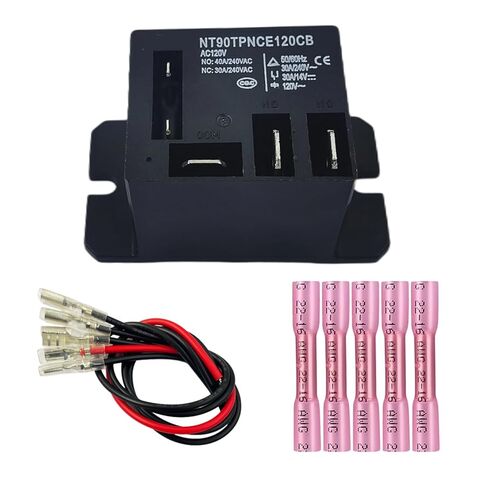 مرحل طاقة NT90-DC12V، ملف تيار مستمر 12 فولت، مرحل صغير 30 أمبير SPDT مع تركيب شفة، 5 أسلاك طرفية و5 موصلات مؤخرة قابلة للانكماش للسيارات والثلاجة ومحرك منشار الطاولة وما إلى ذلك قطعة واحدة (12، فولت) in Saudi Arabia