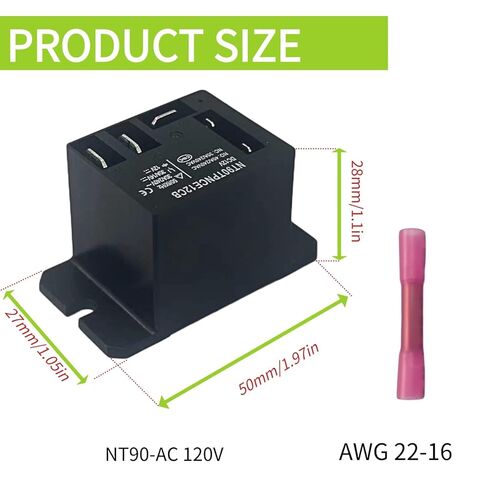 مرحل طاقة NT90-DC12V، ملف تيار مستمر 12 فولت، مرحل صغير 30 أمبير SPDT مع تركيب شفة، 5 أسلاك طرفية و5 موصلات مؤخرة قابلة للانكماش للسيارات والثلاجة ومحرك منشار الطاولة وما إلى ذلك قطعة واحدة (12، فولت) in Saudi Arabia