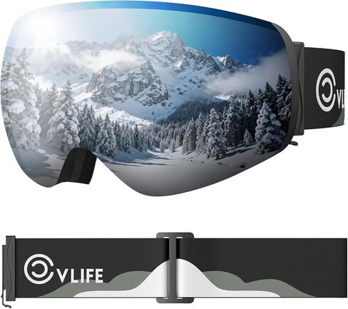 نظارات التزلج CVLIFE OTG، نظارات التزلج على الجليد/التزلج على الجليد للرجال والنساء والشباب - عدسة مغناطيسية، بدون إطار، حماية 100% من الأشعة فوق البنفسجية 400 in Saudi Arabia