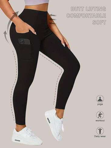 Women's High Waist Flared Yoga Pants with Pockets Boot Cut Leggings for Workout in Saudi Arabia