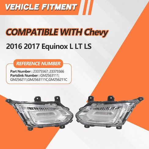 JX RACING LED Fog Light Compatible with Chevy Equinox L LT LS 2016 2017 Front Fog Lamps Assembly DRL Left Driver Side Clear Lens Pair GM2563111 GM2562111 (Left Side) in Saudi Arabia