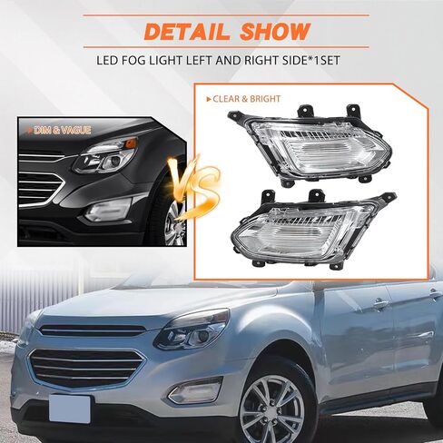 JX RACING LED Fog Light Compatible with Chevy Equinox L LT LS 2016 2017 Front Fog Lamps Assembly DRL Left Driver Side Clear Lens Pair GM2563111 GM2562111 (Left Side) in Saudi Arabia
