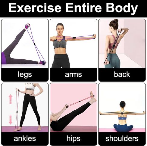 Figure 8 Fitness Resistance Bands with Handles, Exercise Elastic Bands for Women Arm Shoulder Back Leg Chest Stretch, Workout Equipment for Yoga, Pilates, Physical, Therapy, Home Gym Fitness, 3 Pack in Saudi Arabia