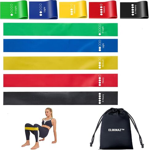 Resistance Loop Bands, Exercise Bands,Multi Resistance Levels,Carry Bag, Wrist, Glute, Leg and Arm Workout Bands, Strength Training, Stretching, Physical Therapy,Yoga, Pilates Set of 5 Loops in Saudi Arabia
