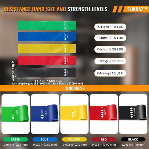 Resistance Loop Bands, Exercise Bands,Multi Resistance Levels,Carry Bag, Wrist, Glute, Leg and Arm Workout Bands, Strength Training, Stretching, Physical Therapy,Yoga, Pilates Set of 5 Loops in Saudi Arabia