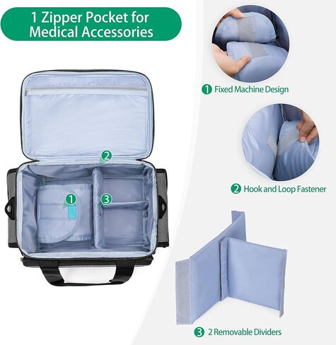 حقيبة تنظيم حقيبة الحمل من يارو، حقيبة تخزين محمولة مع مقسم قابل للفصل لقطعة الفم واللوازم الخاصة بقناع الأنابيب، رمادي مع سهم in Kuwait