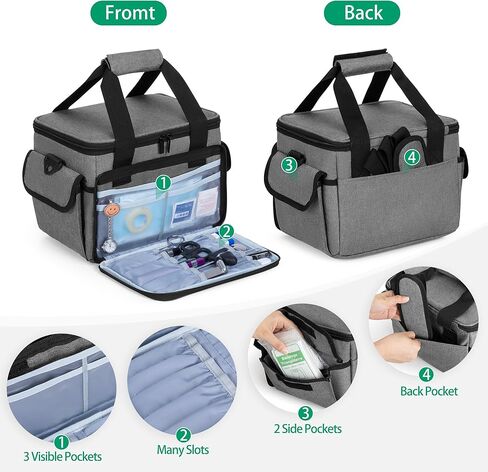 حقيبة تنظيم حقيبة الحمل من يارو، حقيبة تخزين محمولة مع مقسم قابل للفصل لقطعة الفم واللوازم الخاصة بقناع الأنابيب، رمادي مع سهم in Kuwait