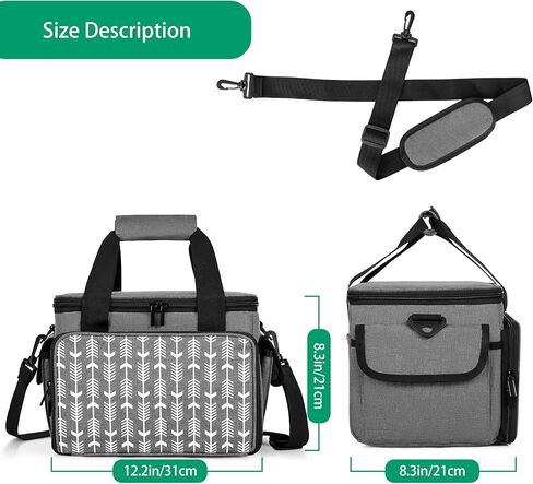حقيبة تنظيم حقيبة الحمل من يارو، حقيبة تخزين محمولة مع مقسم قابل للفصل لقطعة الفم واللوازم الخاصة بقناع الأنابيب، رمادي مع سهم in Kuwait