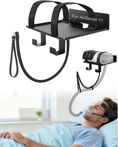 رف تثبيت على الحائط CPAP لجهاز ResMed AirSense 11، تصميم ألومنيوم خفيف الوزن مع أشرطة مضادة للانزلاق وخطاف إدارة قناع الخرطوم، حامل لوازم CPAP لتنظيم جانب السرير in Kuwait