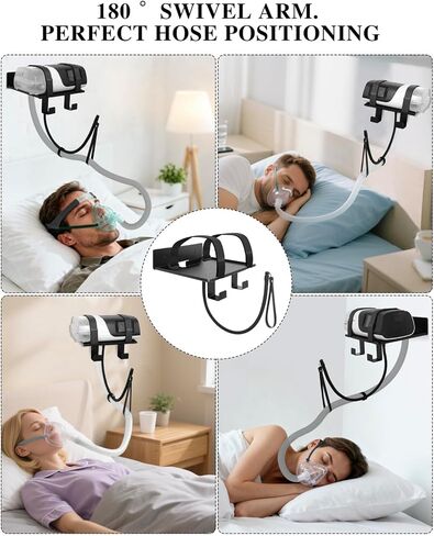 رف تثبيت على الحائط CPAP لجهاز ResMed AirSense 11، تصميم ألومنيوم خفيف الوزن مع أشرطة مضادة للانزلاق وخطاف إدارة قناع الخرطوم، حامل لوازم CPAP لتنظيم جانب السرير in Kuwait