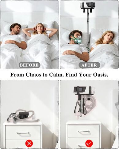 رف تثبيت على الحائط CPAP لجهاز ResMed AirSense 11، تصميم ألومنيوم خفيف الوزن مع أشرطة مضادة للانزلاق وخطاف إدارة قناع الخرطوم، حامل لوازم CPAP لتنظيم جانب السرير in Kuwait