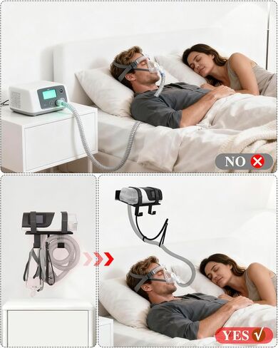 رف تثبيت على الحائط CPAP لجهاز ResMed AirSense 11، تصميم ألومنيوم خفيف الوزن مع أشرطة مضادة للانزلاق وخطاف إدارة قناع الخرطوم، حامل لوازم CPAP لتنظيم جانب السرير in Kuwait