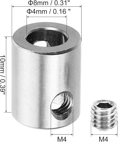 4mm Hole Wire Rope Clips Set, 4 Set 304 Stainless Steel Double Holes Lock Cable Clamps Clip with M4 Hexagon Screws Spanner for Cable Fitting, Silver 8x10mm in Saudi Arabia